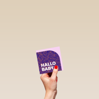 Paarse design kaart hallo baby