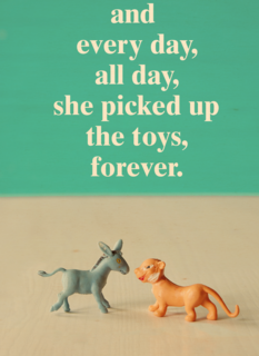 Grappige moederdagkaart over speelgoed