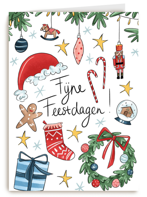 kerstkaart kerst items vrolijk design matia studio