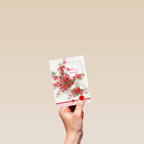 tak met rode bloemen en duiven