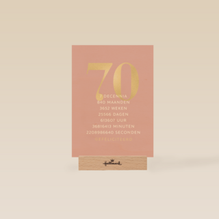 Verjaardagskaart 70 roze gouden letters