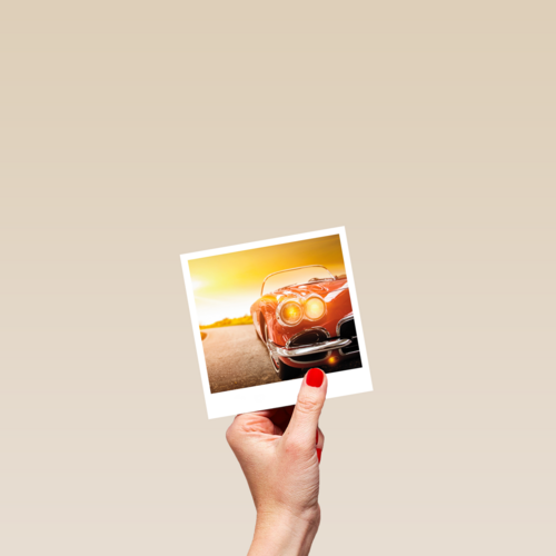Verjaardagskaart man Mooie auto Polaroid