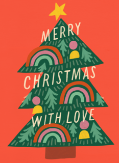 Kerstkaart hip Merry Christmas with love