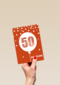 Verjaardagskaart leeftijden 50 ballon rood