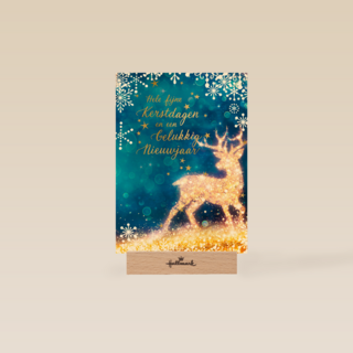 Kerstkaart zakelijk Hert met lichtjes