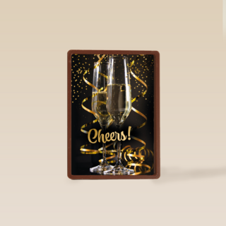 cheers with a glass champagne and confetti