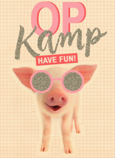 Op kamp kaart Biggetje met zonnebril have fun Op kamp kaart Biggetje met zonnebril have fun