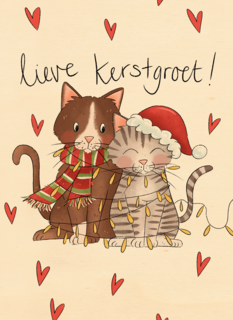 Kerstkaart kat matia studio
