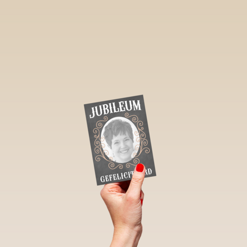 fotokaart jubileum  grijs met sierlijk patroon