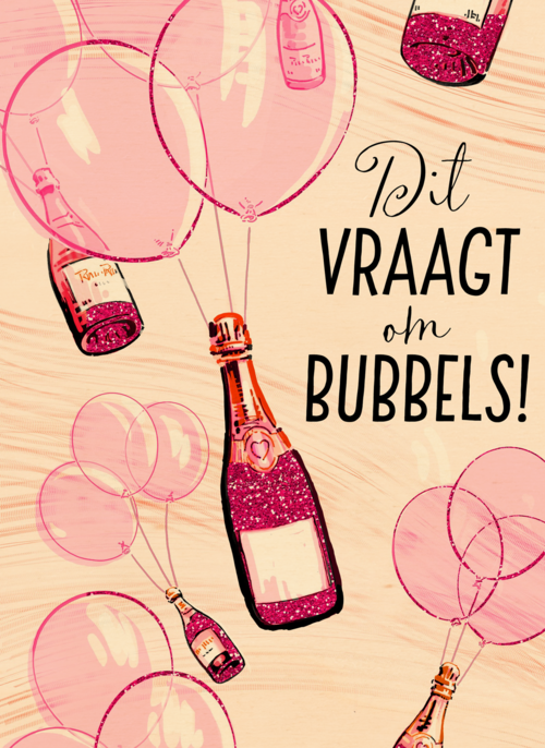 dit vraagt om roze bubbels
