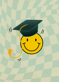 Geslaagd smiley blauw