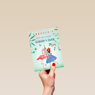 hiep hiep hoera met de flamingo