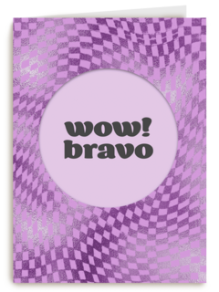 complimentkaart wow bravo met paarse ruitjes