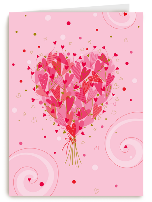 Liefde kaart bloemenhart boeket