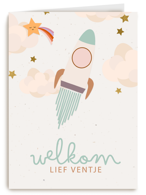 Geboorte felicitatie met raket