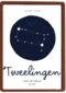 verjaardag kaart sterrenbeeld tweelingen