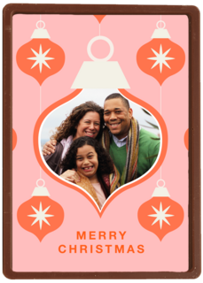 Roze rode kerstbal fotokaart