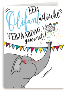 verjaardagskaart een olifantastische verjaardag gewenst