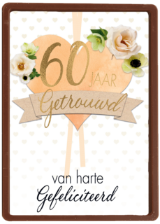 huwelijkskaart 60 jaar getrouwd hart bloemen