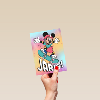 Verjaardagskaart Mickey Mouse skateboard