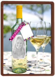 fotokaart fles wijn en glazen 35 jaar