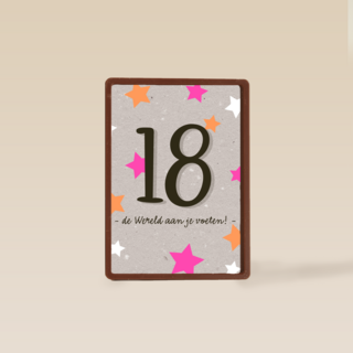 Verjaardagskaart 18 de wereld aan je voeten meisje vrouw