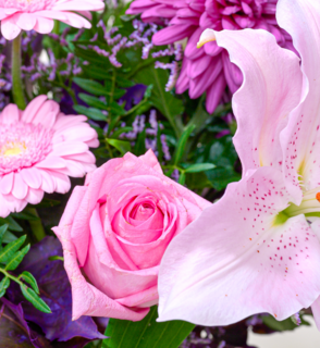 Boeket Bloemen Lovely Lila Met Vaas