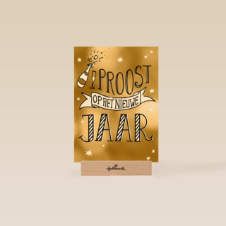nieuwjaarskaart hip goud proost op het nieuwe jaar
