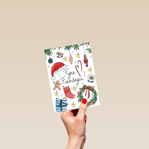 kerstkaart kerst items vrolijk design matia studio
