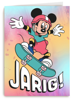 Verjaardagskaart Mickey Mouse skateboard