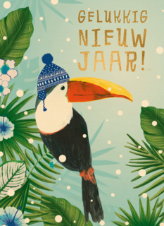 nieuwjaarskaart gelukkig nieuwjaar toekan