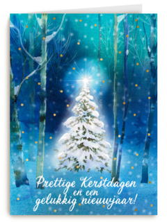 Kerstkaart zakelijk Kerstboom in het bos