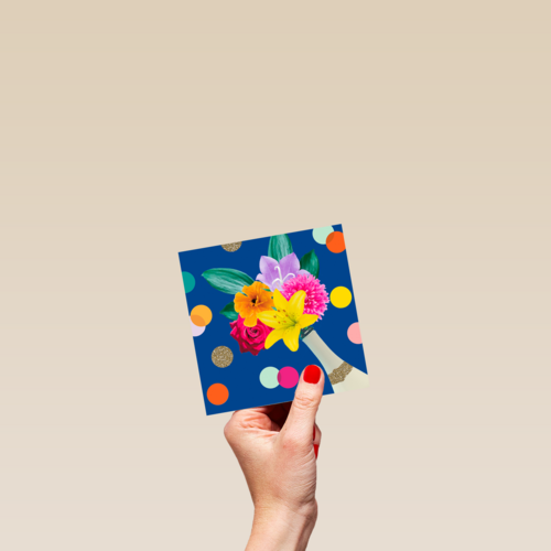Felicitatiekaart champagne met bloemen