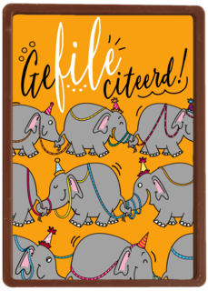 verjaardagskaart gefileciteerd olifanten