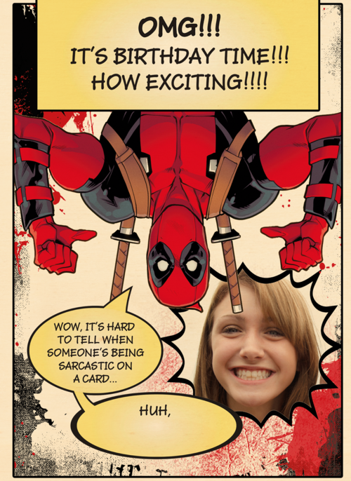 Deadpool sarcastic birthday card