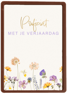 Verjaardagskaart met veldbloemen proficiat