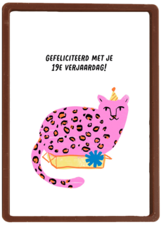 verjaardagskaart voor 19 jaar met roze kaart