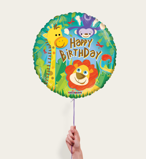 Ballon Happy Birthday Jungle Dieren Multi