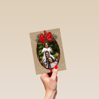 Kerstkaart klassiek fotokader strik