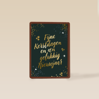 kerstkaart met gouden tekst op groen