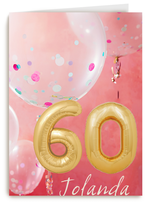 verjaardag kaart 60 leeftijden vrouw ballon