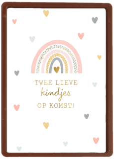 2 lieve kindjes op komst met regenboog