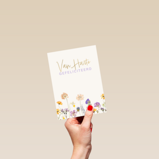 Verjaardagskaart veldbloemen van harte