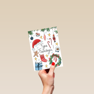 kerstkaart kerst items vrolijk design matia studio