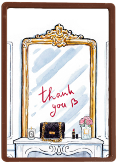 Bedankt kaart spiegel met lippenstift