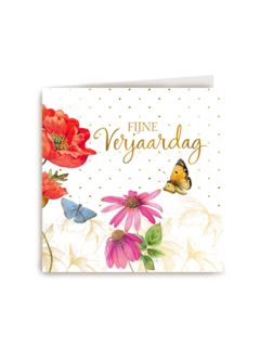 Kaart flowers by Marjolein Bastin Fijne verjaardag klaproos vlinder