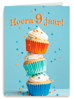Hoera 9 Jaar cupcakes