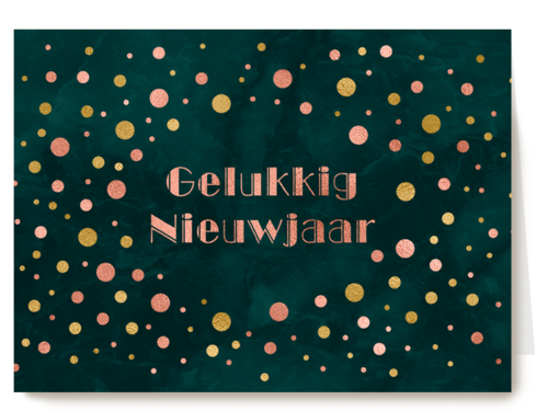 gelukkig nieuwjaar met metalen bolletjes
