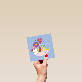 Beterschap kaart papieren bootje met bloemen