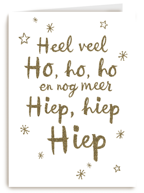 kerstkaart sterren Heel veel ho ho ho en meer hiep hiep hiep